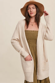 Women's Long Knit Cardigan with Two Pockets