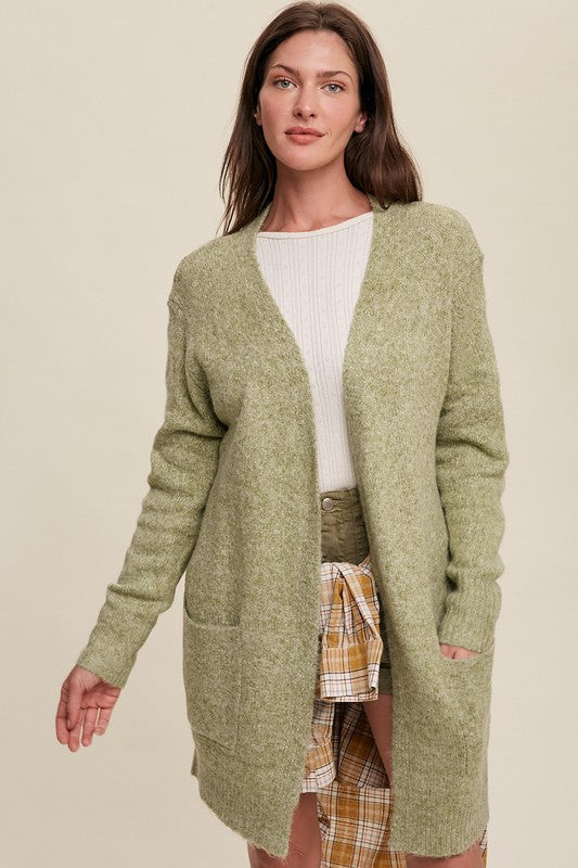 Women's Long Knit Cardigan with Two Pockets