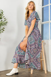 Women's Casual Bohemian Tribal Maxi Wrap Dress