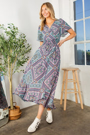 Women's Casual Bohemian Tribal Maxi Wrap Dress