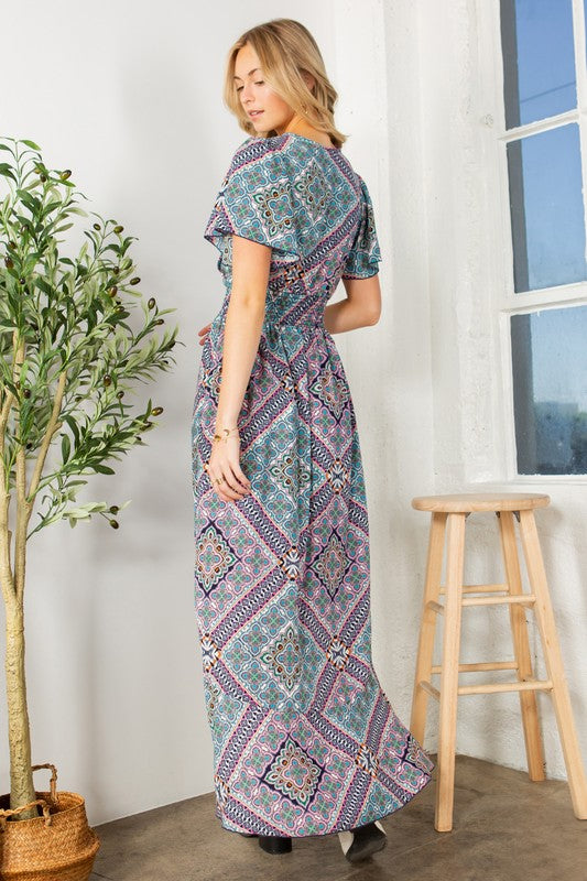 Women's Casual Bohemian Tribal Maxi Wrap Dress