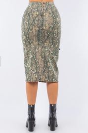 Women's High Rise Midi Cargo Skirt with Contrast Pockets