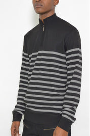 Men's Striped Quarter Zip Pullover Sweater