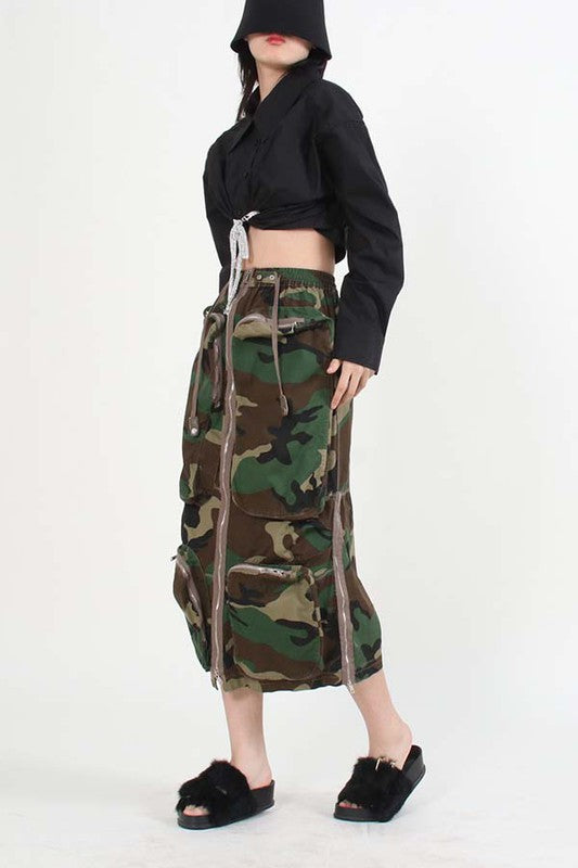 Women's Two-Way Maxi Skirt with Elasticized Waist