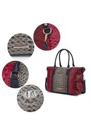 Women's Casual Faux Crocodile-Embossed Duffle Bag