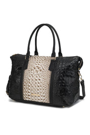 Women's Casual Faux Crocodile-Embossed Duffle Bag