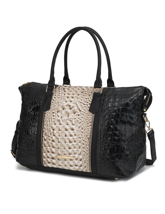 Women's Casual Faux Crocodile-Embossed Duffle Bag
