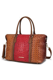 Women's Casual Faux Crocodile-Embossed Duffle Bag