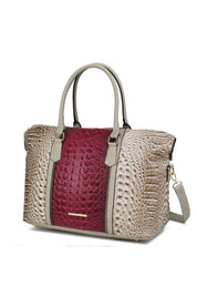 Women's Casual Faux Crocodile-Embossed Duffle Bag