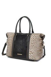 Women's Casual Faux Crocodile-Embossed Duffle Bag