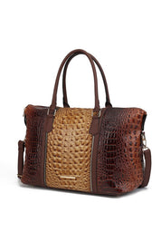 Women's Casual Faux Crocodile-Embossed Duffle Bag