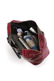 Women's Casual Faux Crocodile-Embossed Duffle Bag