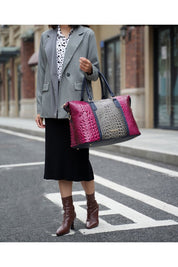 Women's Casual Faux Crocodile-Embossed Duffle Bag