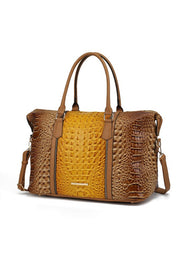 Women's Casual Faux Crocodile-Embossed Duffle Bag