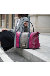Women's Casual Faux Crocodile-Embossed Duffle Bag