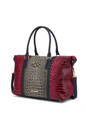 Women's Casual Faux Crocodile-Embossed Duffle Bag