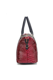 Women's Casual Faux Crocodile-Embossed Duffle Bag