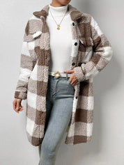 Women's Sherpa Plaid Long Coat