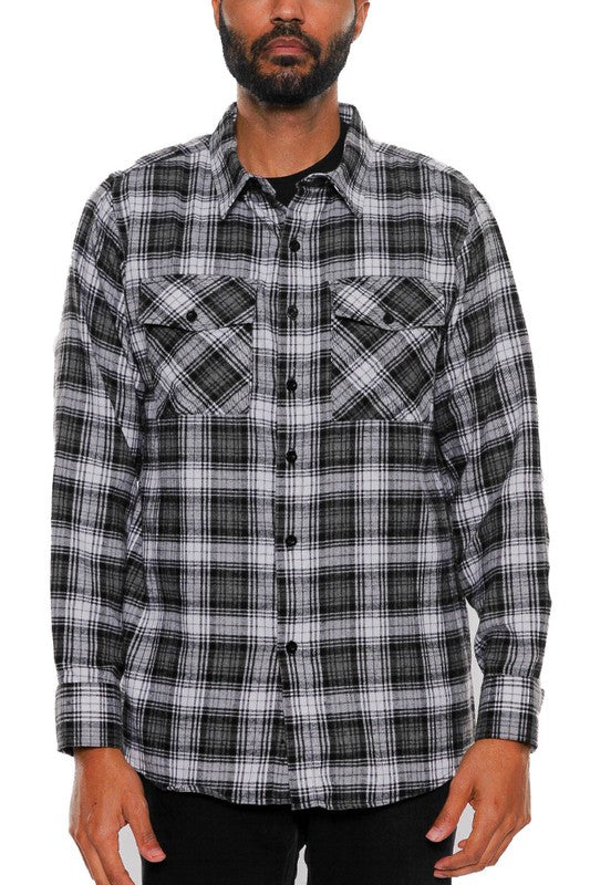 Men's Regular Fit Checker Plaid Flannel Shirt