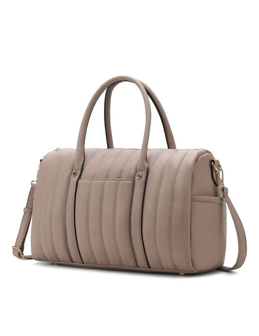 Women's Casual Quilted Vegan Leather Duffle Bag