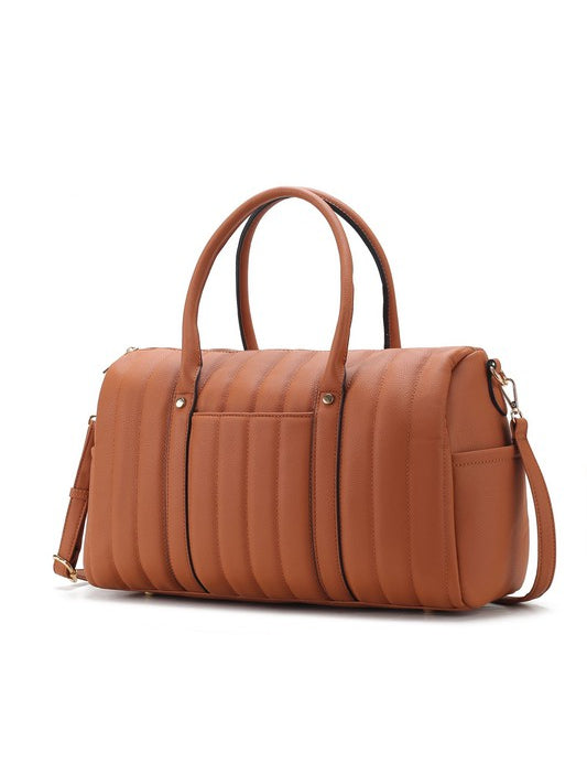 Women's Casual Quilted Vegan Leather Duffle Bag