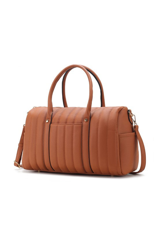 Women's Casual Quilted Vegan Leather Duffle Bag