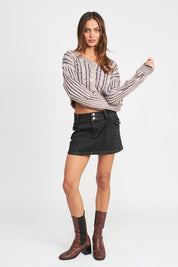 Women's Contrasted Cable Knit Sweater Top