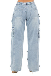 WOMEN CARGO STYLE DENIM PANTS