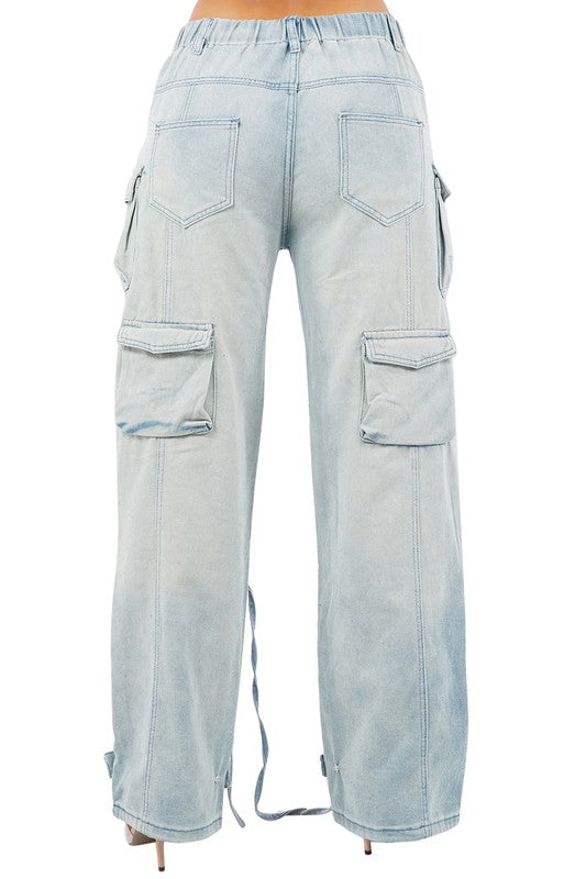 Women's Oversized Cargo Style Denim Pants