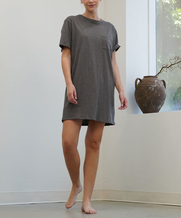 Women's Oversized Cotton Slub T-Shirt Dress