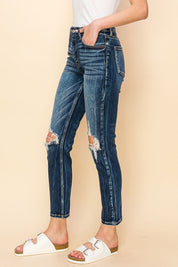 AT1046CGD HIGH RISE STRETCH ANKLE CIGARETTE JEANS