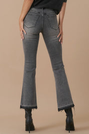 Women's High Rise Crop Boot Cut Grey Denim Jeans