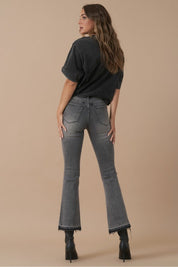 Women's High Rise Crop Boot Cut Grey Denim Jeans