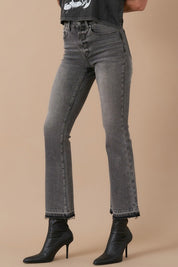 Women's High Rise Crop Boot Cut Grey Denim Jeans