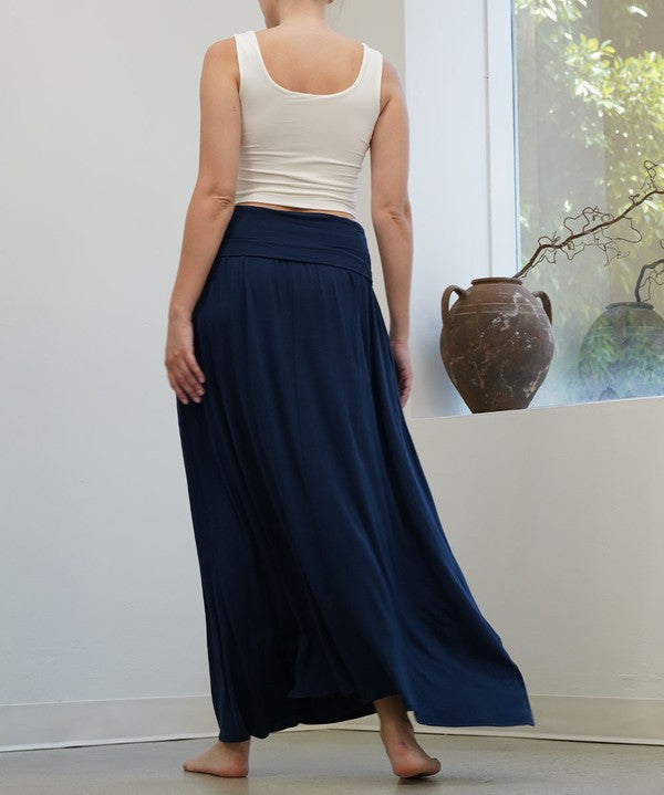 Women's Flared Bamboo Maxi Skirt with Pockets