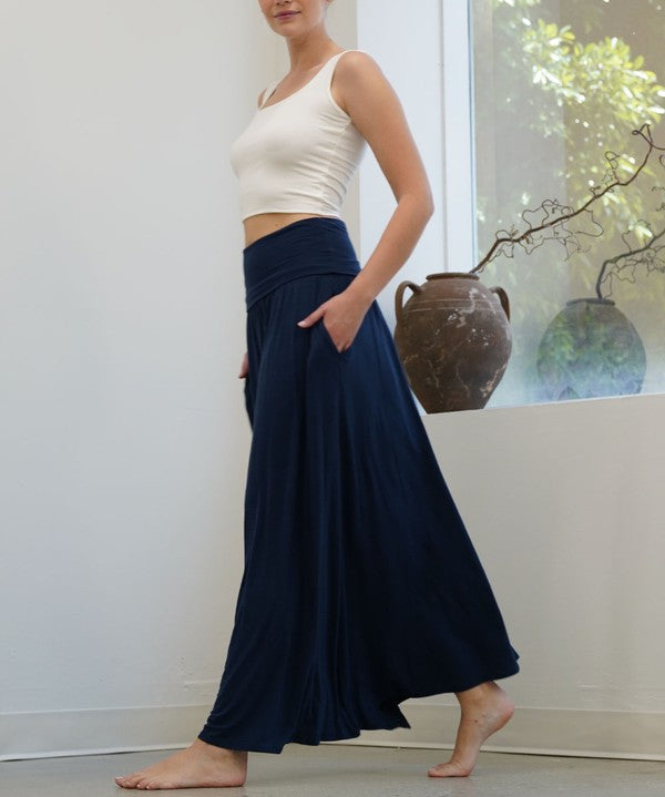 Women's Flared Bamboo Maxi Skirt with Pockets