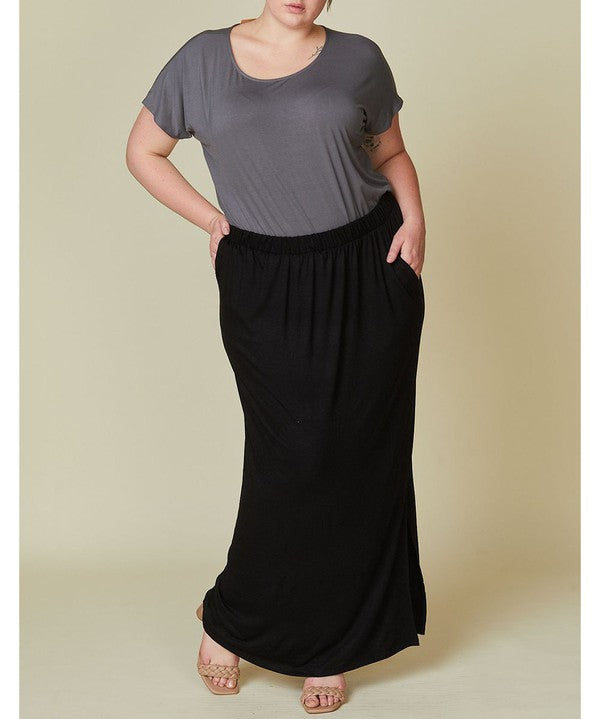 Women's Ankle Length Bamboo Skirt with Pockets