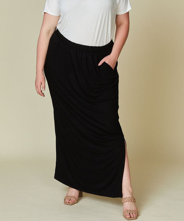 Women's Ankle Length Bamboo Skirt with Pockets