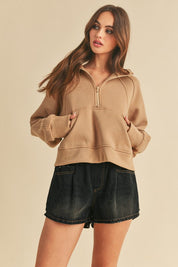 Women's Oversized Half-Zip Fleece Hoodie