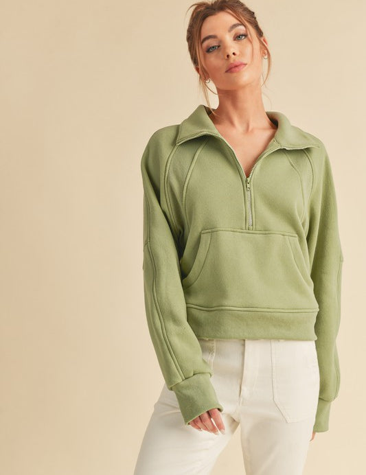 Women's Oversized Half-Zip Fleece Hoodie