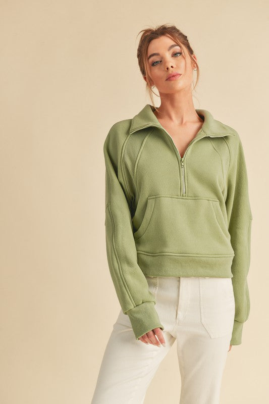 Women's Oversized Half-Zip Fleece Hoodie