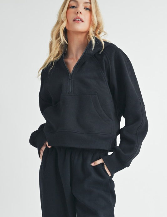 Women's Oversized Half-Zip Fleece Hoodie