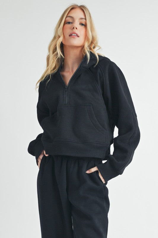 Women's Oversized Half-Zip Fleece Hoodie