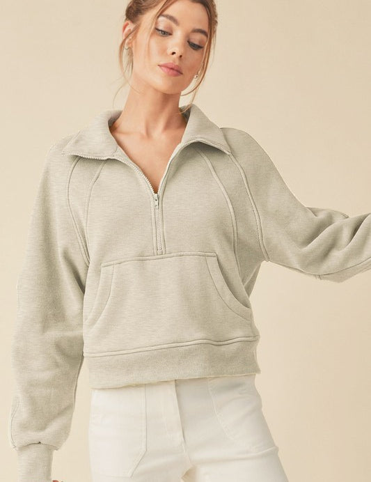 Women's Oversized Half-Zip Fleece Hoodie