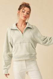 Women's Oversized Half-Zip Fleece Hoodie