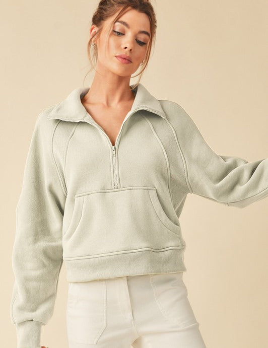 Women's Oversized Half-Zip Fleece Hoodie