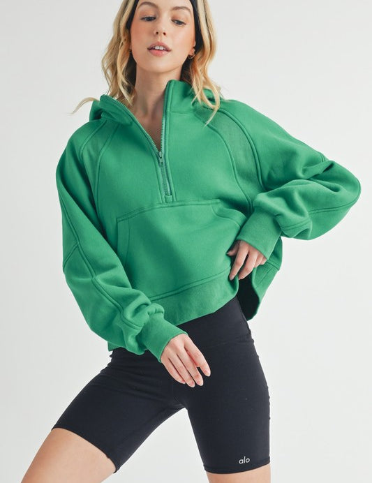 Women's Oversized Half-Zip Fleece Hoodie