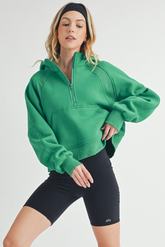 Women's Oversized Half-Zip Fleece Hoodie