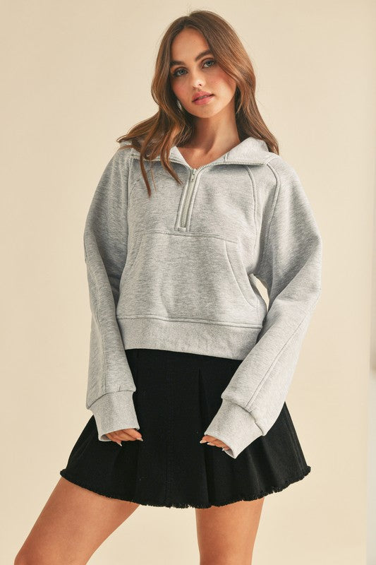 Women's Oversized Half-Zip Fleece Hoodie