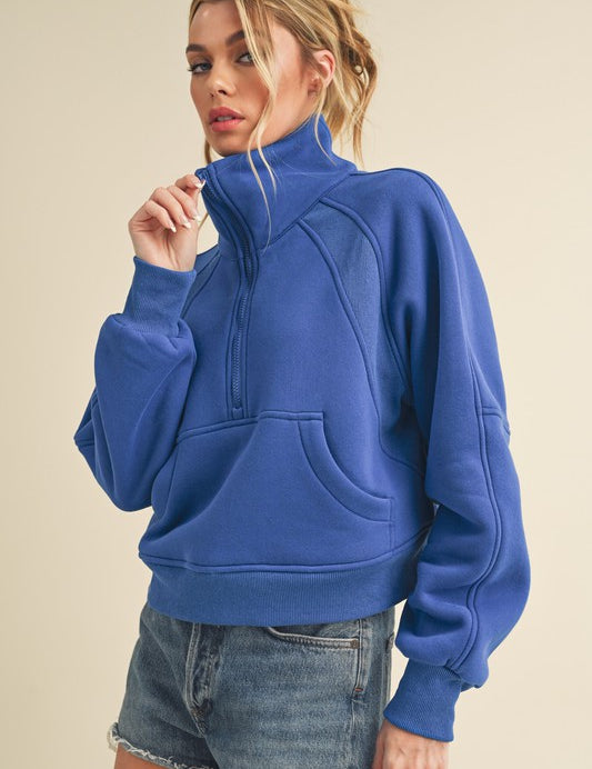 Women's Oversized Half-Zip Fleece Hoodie